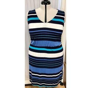 Merona blue black and white stripe summer dress. Size xxl.